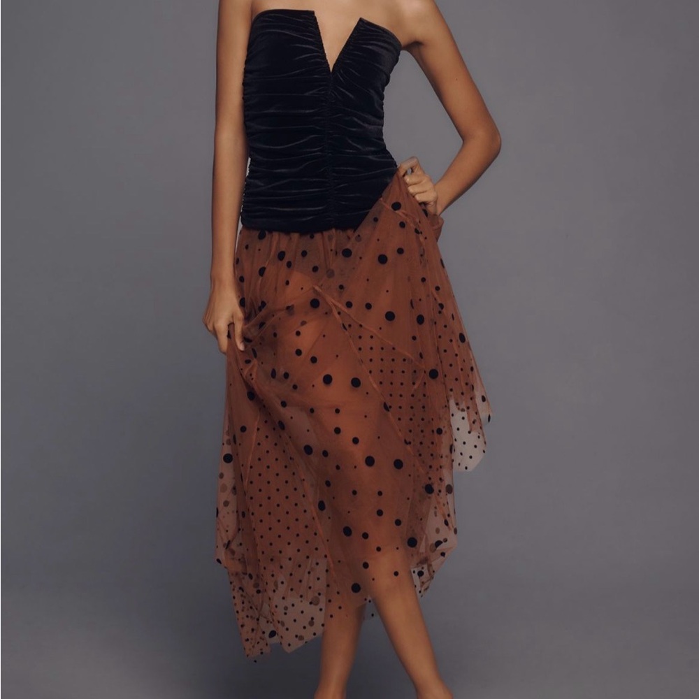 Anthropologie Elegant Brown Polka Dot Skirt